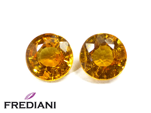 Paire de saphirs oranges ronds