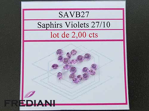 Saphirs violets ronds taille brillant naturels