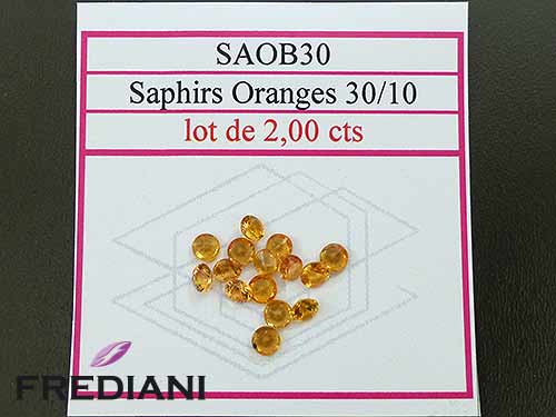 Saphirs oranges ronds taille brillant