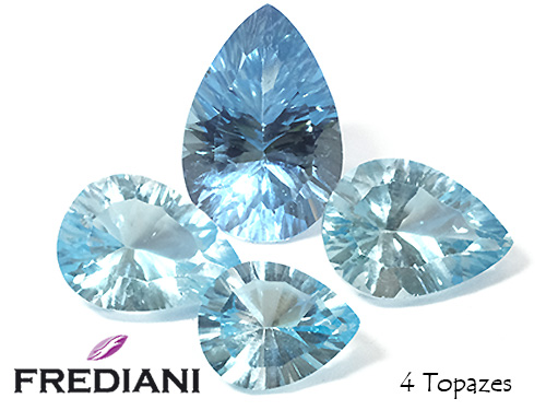 Lot de topazes bleues poires tailles concaves
