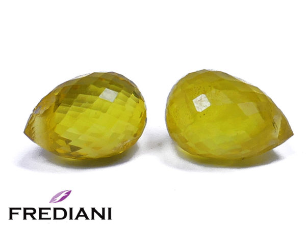 Paire de saphirs jaunes briolettes