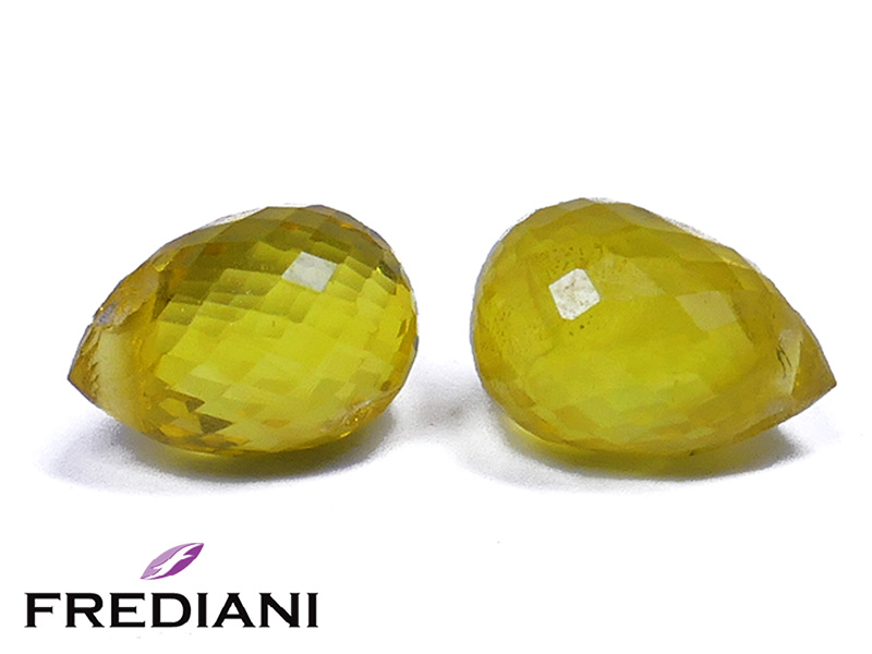 Paire de saphirs jaunes briolettes