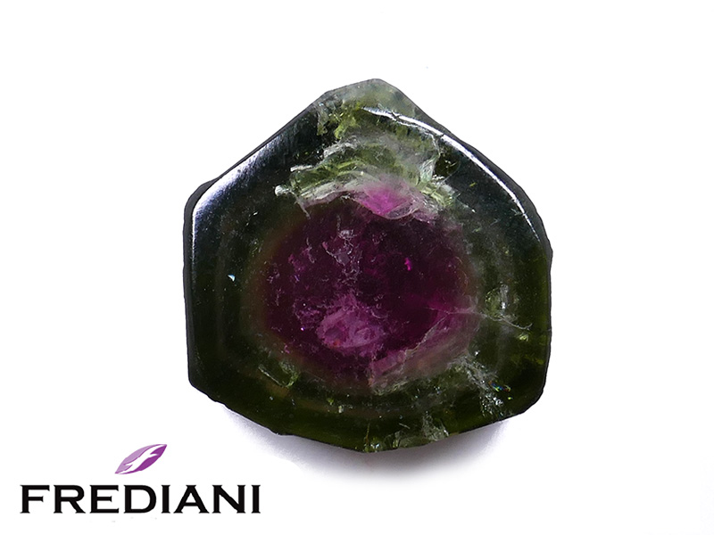 Tranche de tourmaline bicolore naturelle