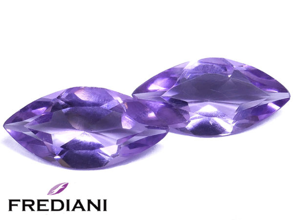 Paire d'améthystes navettes naturelles