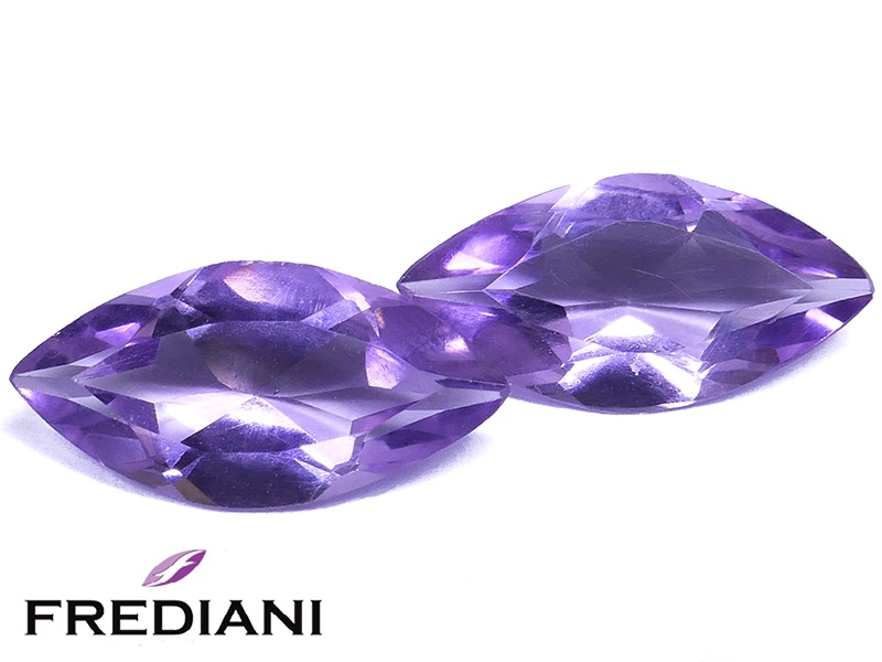 Paire d'améthystes navettes naturelles