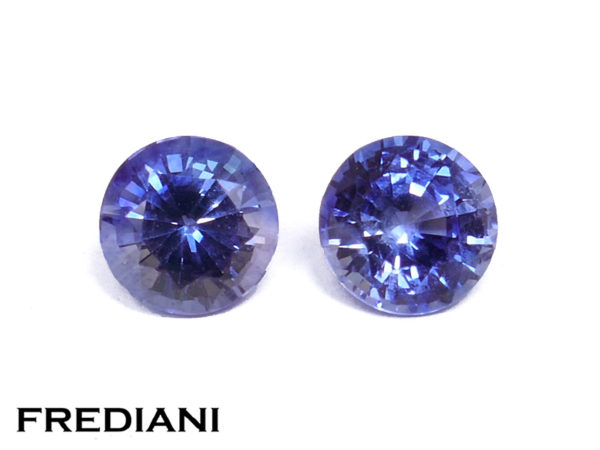 Paire de saphirs bleus ronds