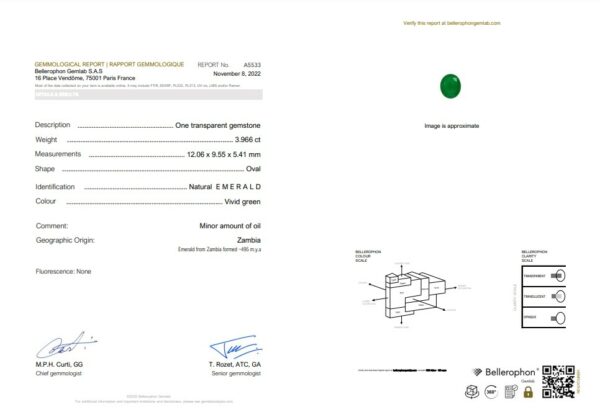 Emeraude ovale certifiée – Image 2