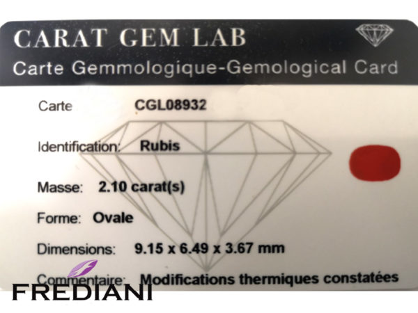 Rubis ovale certifié