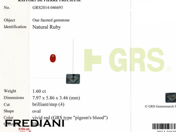 Rubis ovale certifié