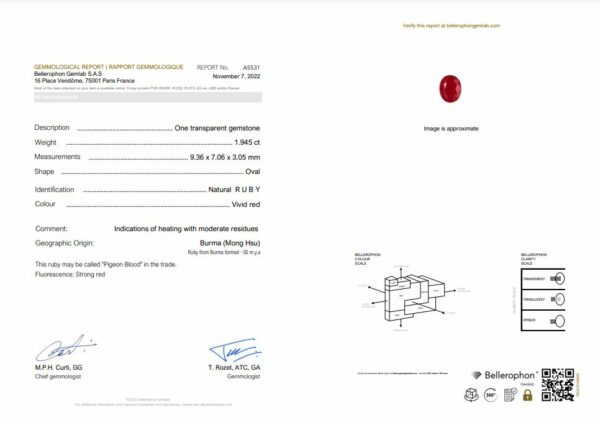 Rubis certifié ovale