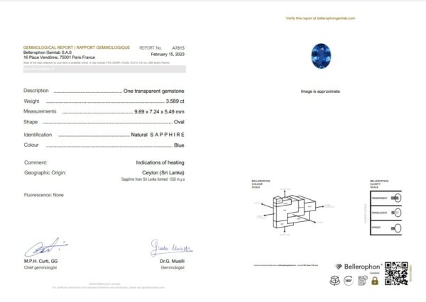 Saphir bleu ovale certifié – Image 2