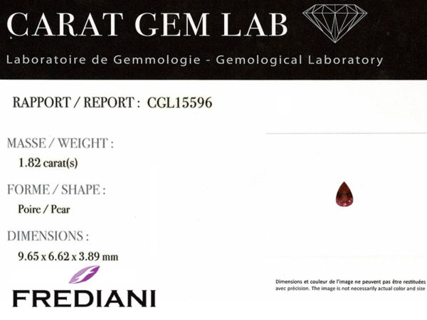 Certificat de saphir rose poire