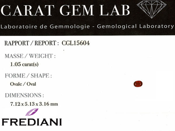 Rubis ovale certifié