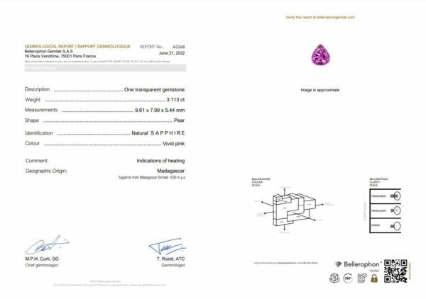 Saphir rose poire certifié – Image 2