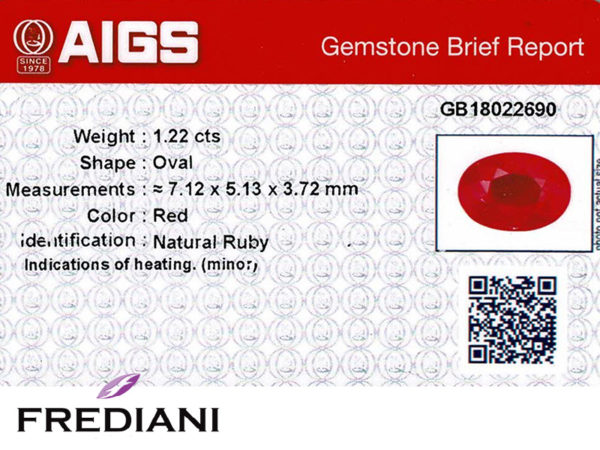 Rubis ovale certifié
