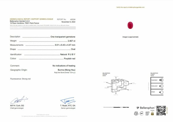 Rubis birman naturel certifié