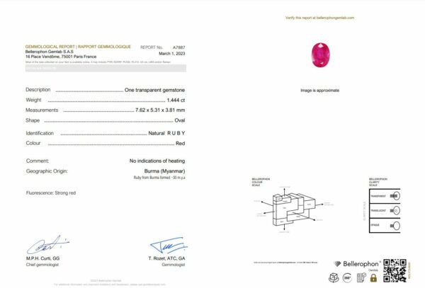 Rubis ovale certifié