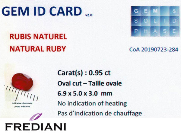 Rubis ovale naturel certifié