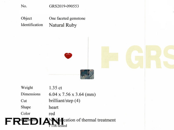 Rubis coeur naturel certifié