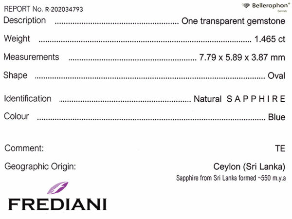 Saphir bleu ovale certifié