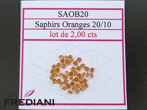 Saphirs oranges ronds taille brillant