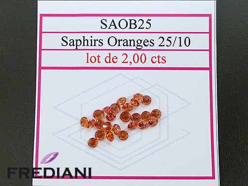 Saphirs oranges ronds taille brillant