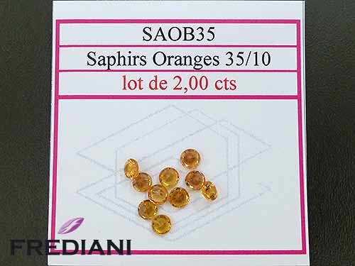 Saphirs oranges ronds taille brillant