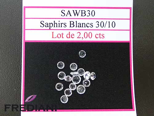 Saphirs blancs ronds taille brillant