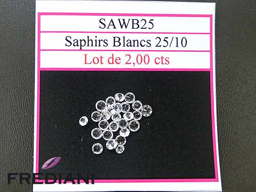 Saphirs blancs ronds taille brillant