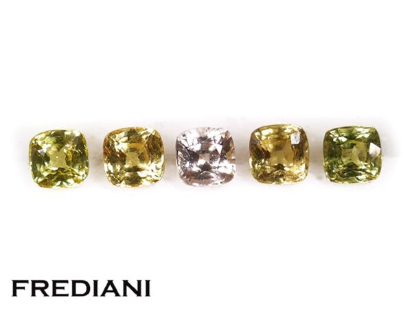 Lot de saphirs jaunes coussins naturels 37x37 de 1.76 carat
