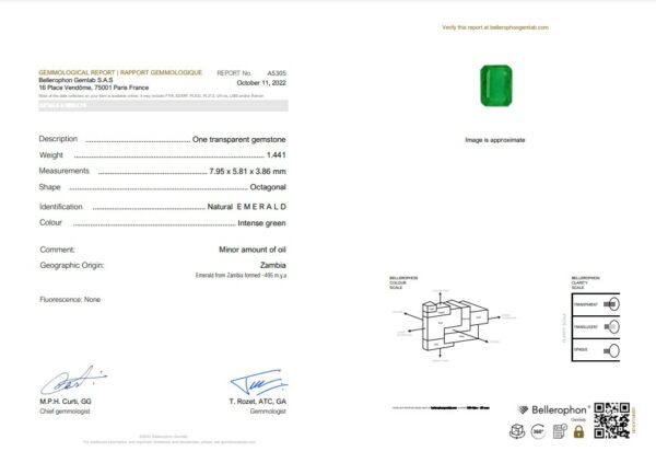 Emeraude rectangulaire certifiée – Image 2