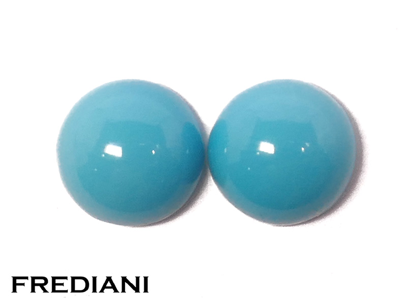 Paire de turquoises rondes naturelles