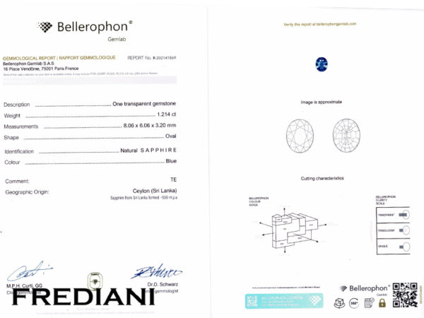 Saphir bleu ovale certifié