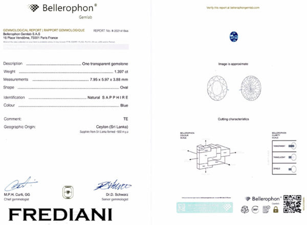 Saphir bleu ovale certifié