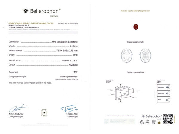 Rubis ovale certifié