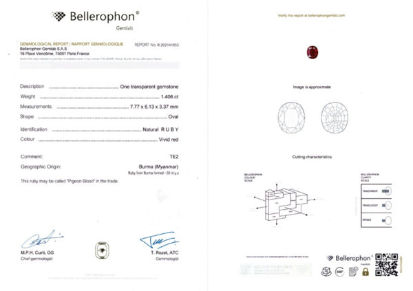 Rubis birman ovale certifié