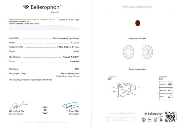 Rubis birman ovale certifié