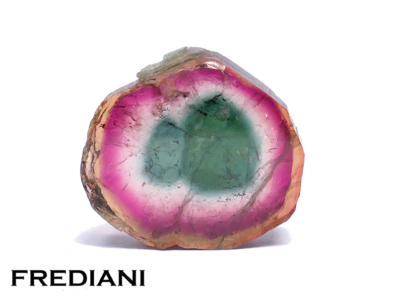 Tranche de tourmaline polychrome naturelle