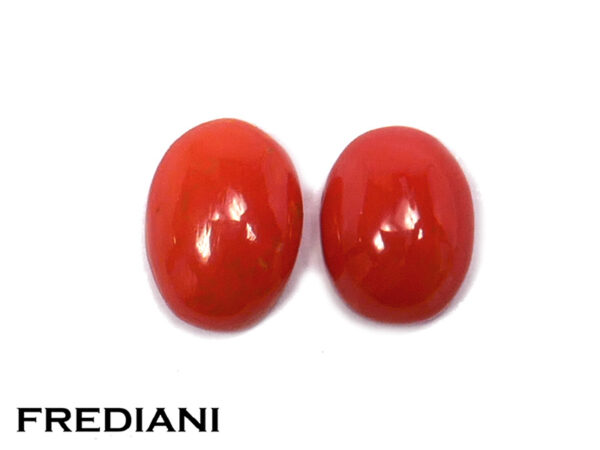 Paire de coraux rouges cabochons naturels