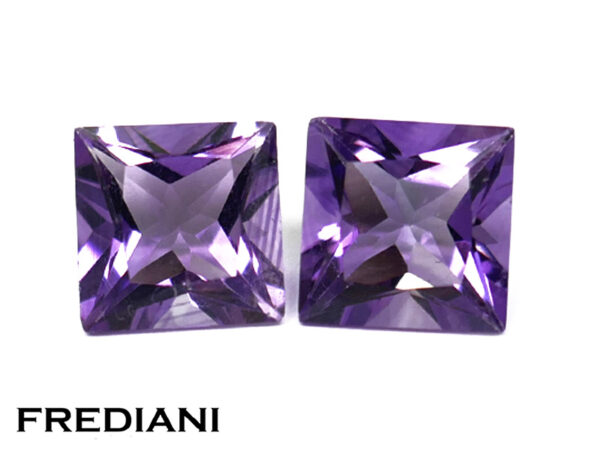 Paire d'améthystes carrées "taille princesse"