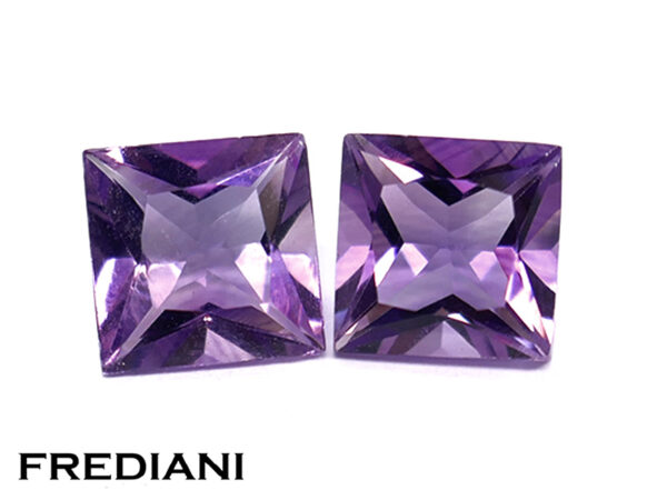 Paire d'améthystes carrées "taille princesse"