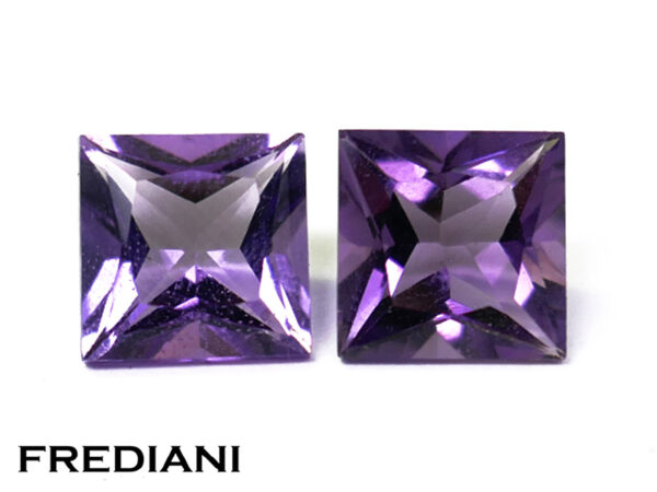 Paire d'améthystes carrées "taille princesse"