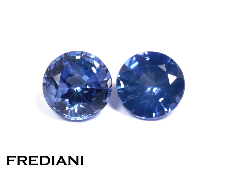Paire de saphirs bleus ronds