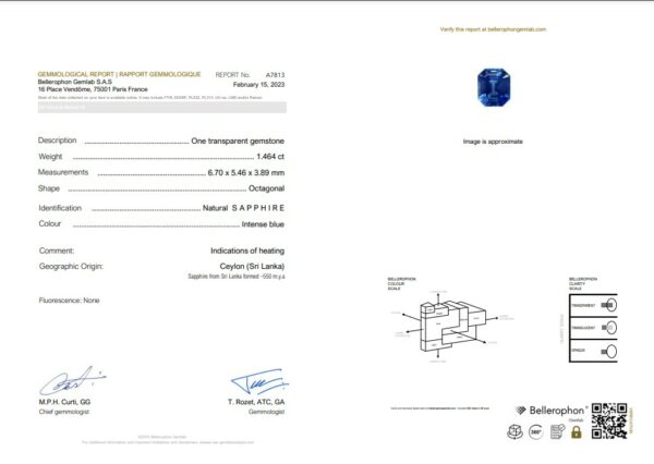 Saphir bleu rectangulaire certifié – Image 2