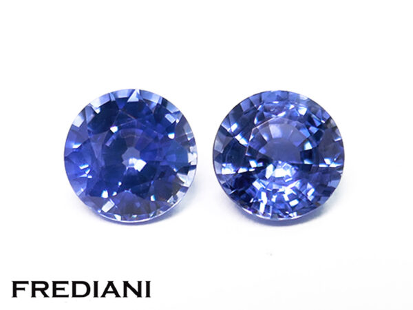 Paire de saphirs bleus ronds 5.6 mm de 1.80 carats