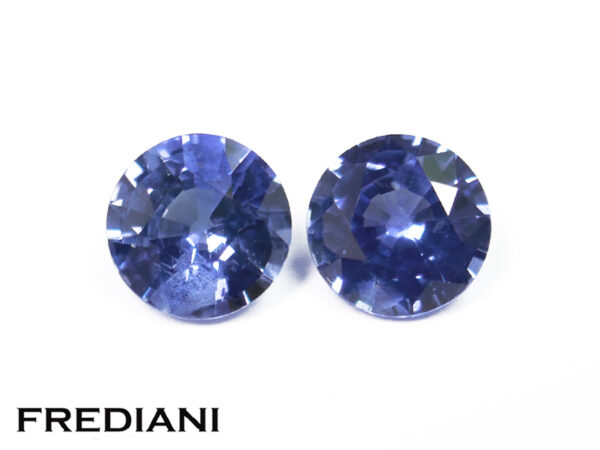 Paire de saphirs bleus ronds 5.4 mm de 1.39 carats