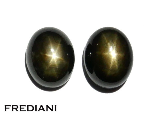 Paire de saphirs noirs étoilés naturels 101x81 de 9.46 carats