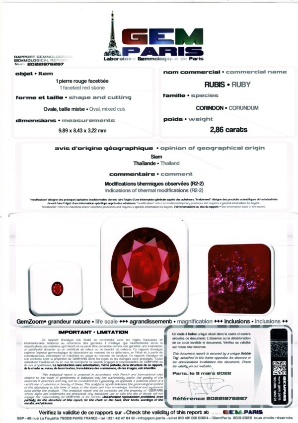 Rubis Siam ovale certifié – Image 2