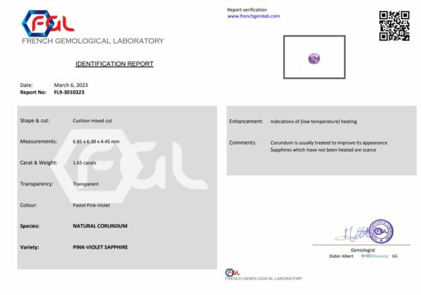 Saphir violet coussin certifié – Image 2