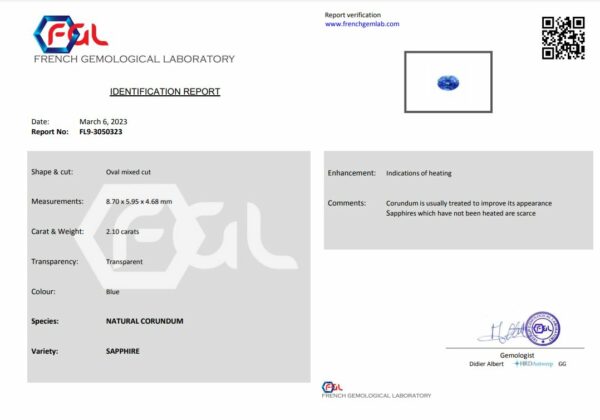 Saphir bleu ovale certifié – Image 2